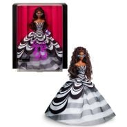 ​Barbie Signature Doll, 65th Anniversary Collectible with Brown Braided Hair, Black and White Gown, Sapphire Gem Earrings and Sunglasses