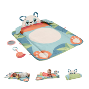 Fisher-Price Baby Activity Play Mat Planet Friends Roly-Poly Panda with 2 Toys for Newborn Tummy Time Play, Made of 90% recycled Plastic and FSC certified packaging