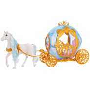 Disney Princess Cinderella’s Rolling Carriage with Gold Details & White Horse with Brushable Mane & Tail, Inspired by Disney Movie