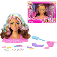 Barbie Doll Styling Head, Dark Brown Hair with 20+ Hair Styling Accessories Including Star & Butterfly Color Change Hair Clips