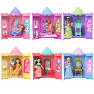 Mattel Disney Princess Tower Surprise Small Dolls & Accessories, Stacking Playsets with 4 Surprises & Friend from Disney Movies (Styles May Vary)