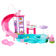 Barbie Dream Pool Playset with 6 Play Areas, Including Slide & Bubbling Hot Tub, Plus 20+ Accessories Like Pet, Floaties & More