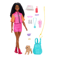 Barbie “Brooklyn” Outdoor Adventures Fashion Doll Wearing Adventure Outfit, with 10+ Camping-Themed Accessories Including Pet Puppy