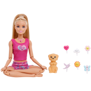 Barbie Mindful Moves Doll in Yoga Clothes with 6 Meditation Modes Prompted by Lights, Sound and Music, Puppy with 6 Plug-in Accessories, Blonde