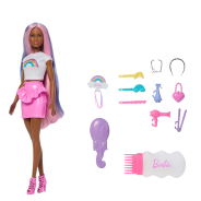 Barbie Rainbow Sparkle Hair Doll, Extra-Long and Colorful Hair with 12 Styling Accessories like Glitter Tube, Brush, Clips, Hair Dryer and More