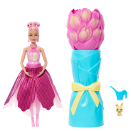 Barbie Petal Pop Scented Doll with Pink Tulip Dress & Accessories, Bouquet Reveal with Pet Bunny & Surprises like Watering Can, Necklace & Earrings