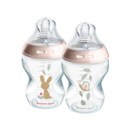 Tommee Tippee Natural Start Baby Bottle with Anti-Colic Teat – Decorated Pink - 260ml - 2 Pack 