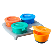 Tommee Tippee Pop Up Freezer Weaning Pots with Tray, 4x 60ml Baby Food Containers with Soft Push Up Bases