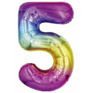 65cm Number 5 Ombre Rainbow Foil Balloon