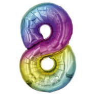 65cm Number 8 Ombre Rainbow Foil Balloon