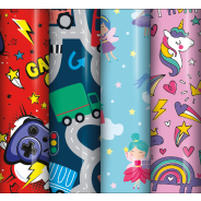 Euro Wrap 2.5m Kids Gift Wrap Assorted