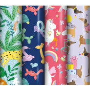 Euro Wrap 2.5m Kids Party Animal Gift Wrap Assorted