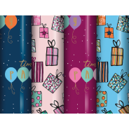 Happy Birthday 2.5m Party Time Gift Wrap Assorted