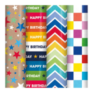 Colourful Patterns 3m Gift Wrap - Assorted