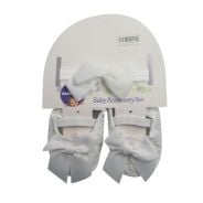 WHITE SHOE AND HEADBAND SET 0-6 MONTHS