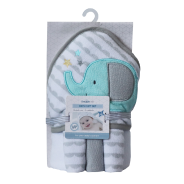 Snuggletime Hooded Towel with 3pk Facecloth Gift Set - Elephant