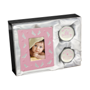 Baby Keepsake - Photo Frame, First Tooth & Curl Set Pink Feet