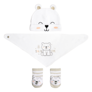 Fashionation Beanie, Bib & Bootie Set - Bear