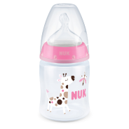 NUK Temperature Control Bottle Silicone Teat (0-6 Months) - 150ml Pink/White