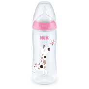 NUK Temperature Control Bottle Silicone Teat (0-6 Months) - 300ml Pink/White