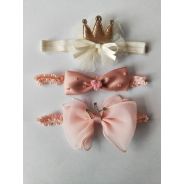 3Pk Pink/Gold Headband Set