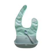 Roll Up Travel Bib and Spoon Set - Teal