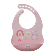 Silicone Bib - Rainbows Pink
