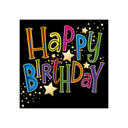 Black Velvet Colourful Happy Birthday Text Greeting Card