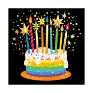 Black Velvet Colourful Birthday Cake Greeting Card
