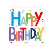 White Velvet Colourful Happy Birthday Text Greeting Card