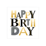 Black & Gold Happy Birthday Text Greeting Card