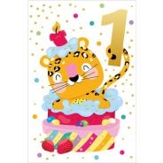 Birthday Card1st Card Leopard Cake