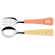Baby Friends 2-Piece Children's Flatware Set with Stainless Steel Blades and Colorful Polypropylene Handles