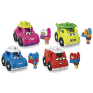 MEGA BLOKS First Builders Toddler Building Toy Set, Lil Vehicles Collection with Big Blocks and Storage, 1 Figure, Ages 1+ Years