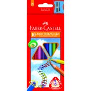 Faber Castell 10 Junior Triangular Colour Pencils With Sharpener