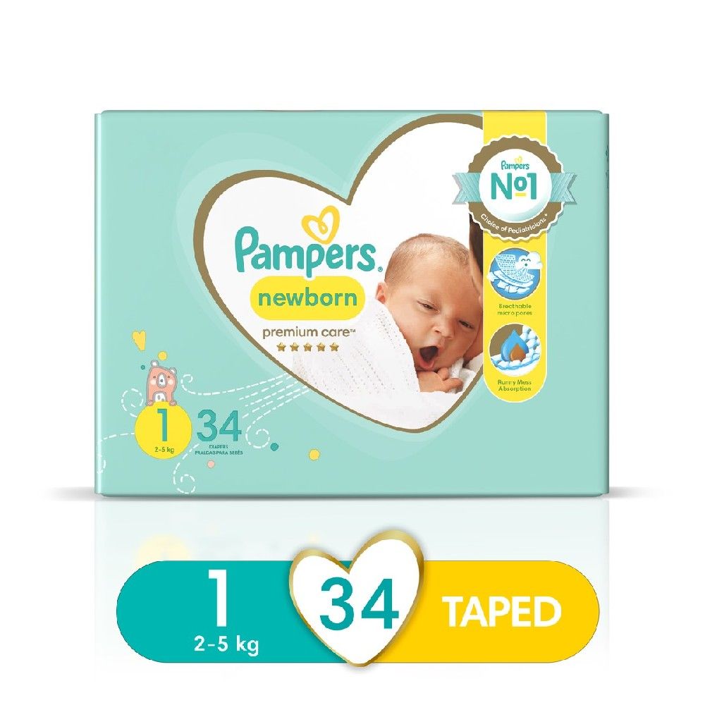 Pampers Premium Care Size 1 (2-5 kg) 34 Nappies | Toys R Us Online