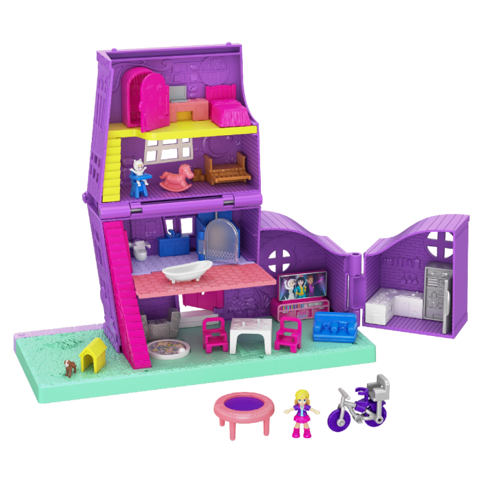 Productiviteit Paard Reserveren Pollyville Pocket House with 4 stories, 5 rooms, 4 hidden reveals, 11  accessories & Polly and Paxton Pocket Micro Dolls | Toys R Us Online
