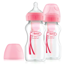 Dr Brown's Options+™ 270ml Wide-Neck Baby Bottle (2 Pack) - Pink