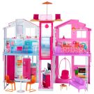 Barbie 3-Story Townhouse Dollhouse with Elevator, Swing Chair, Furniture and Accessories, Fold for Portability and Travel