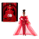 Barbie Signature Doll, Mattel 80th Anniversary Collectible in Glittery Red Tulle Gown with Drop Earrings and Sheer Gloves, Brunette