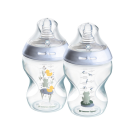 Tommee Tippee Natural Start Baby Bottle with Anti-Colic Teat - Decorated Blue - 260ml - 2 Pack 