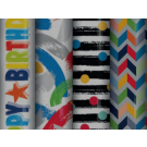 Stripes & Stars 3m Kids Gift Wrap Assorted