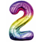 65cm Number 2 Ombre Rainbow Foil Balloon