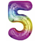 65cm Number 5 Ombre Rainbow Foil Balloon