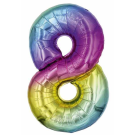 65cm Number 8 Ombre Rainbow Foil Balloon