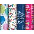 Euro Wrap 2.5m Happy Birthday Gift Wrap Assorted