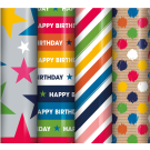 Happy Birthday 2.5m Gift Wrap Assorted