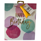 Medium Pink Water Colour Happy Birthday Gift Bag
