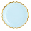 PLATES LIGHT BLUE/GOLD 18cm - 6 PC 