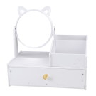 Glow Up Wooden Storage Box with Round Mirror